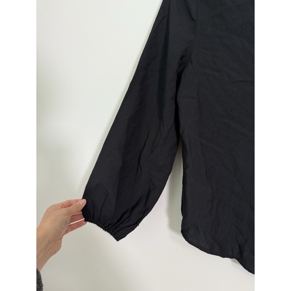 Halara V Neck Long Sleeve Work Shirt Sz S‎ Black Popover Career Classy Office - Picture 3 of 6